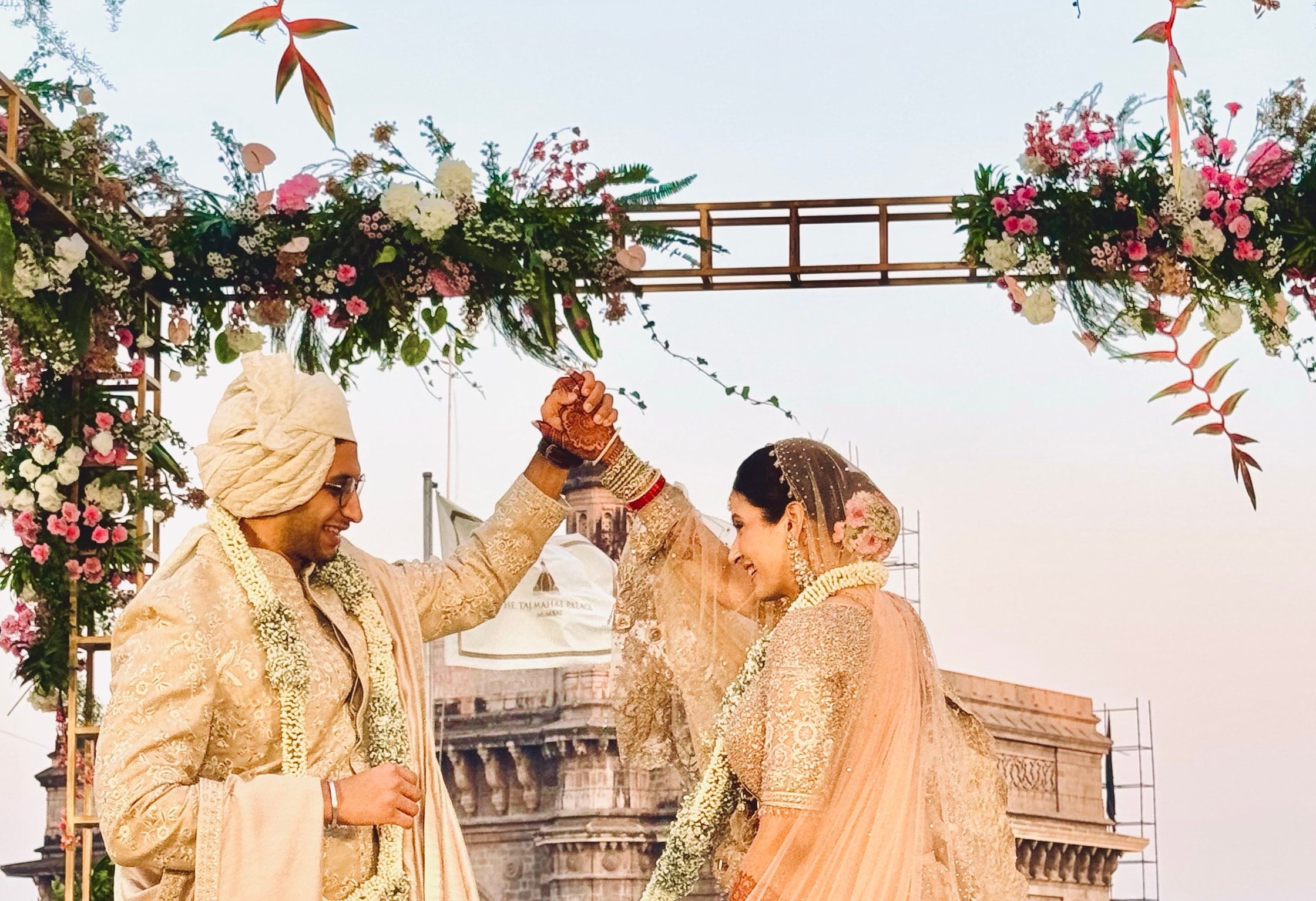 Romantic wedding ceremony with flower decorations